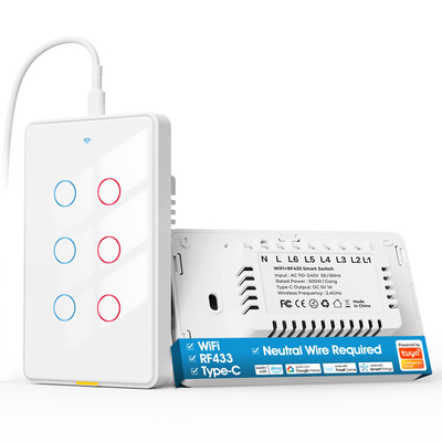 Tuya Wifi-switch Type C Timing Voice App Alexa Google Home Smart Home Draadloze WiFi RF433 US Wand Touch Switch