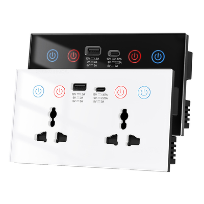 Goede prijs Tuya Smart Wall Socket spraakbediening WIFI Alexa Power Monitor Home Automation VS EU UK Plug USB Type-C socket 10A online