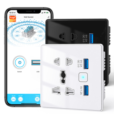 Goede prijs Tuya Wifi Muur Smart Socket Gehard Glas Snelle Oplader 3.0 USB Smart Home Automation Google Home Alexa Universele US EU UK Plug online