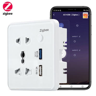 Goede prijs Zigbee Muur Smart Socket Gehard Glas Quick Fast Charger 3.0 Usb Opladen Timing Google Home Alexa TuyaUS EU UK Plug online