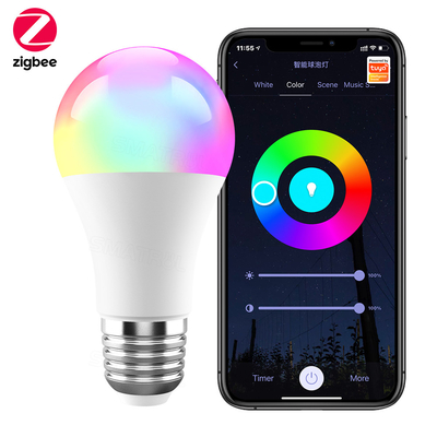 Goede prijs Tuya Zigbee 10W Smart Light Bulb E27 RGB LED Lamp Dimmable Timing Smart Life APP Voice Control Voor Google Home Alexa online