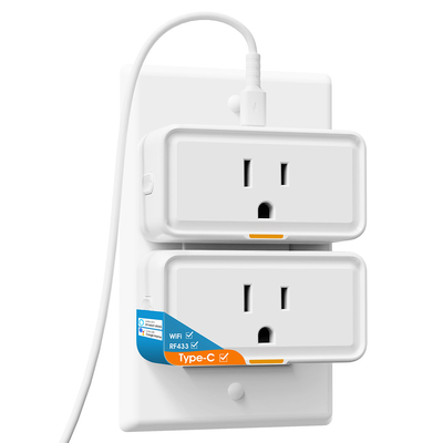 Goede prijs Tuya Smart Socket met stroombewaking, WiFi en RF433 plug, Type C stopcontact, app en spraakbesturing, compatibel met Alexa en Google Home online